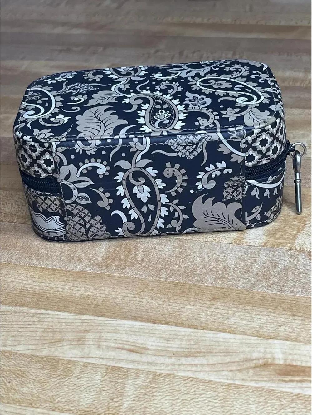 Vintage Fossil Coated Canvas Cashmere patterns Cosmetic Makeup  Jewelry Case